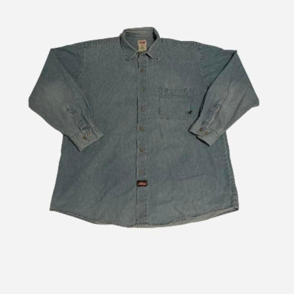 Dickies Denim Shirt Mens XL Blue‎ Good Long Sleeve Button Down Workwear GL300SNB